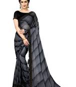 Grey Plain Lycra Designer Saree With Blouse
