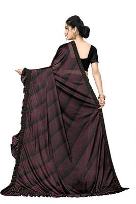 Maroon Plain Lycra Designer Saree With Blouse 2