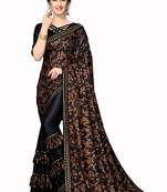 Black Plain Lycra Designer Saree With Blouse