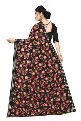 Black Plain Lycra Designer Saree With Blouse 2
