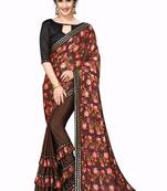 Brown Plain Lycra Designer Saree With Blouse