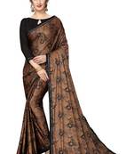 Brown Plain Lycra Designer Saree With Blouse