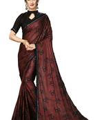 Maroon Plain Lycra Designer Saree With Blouse