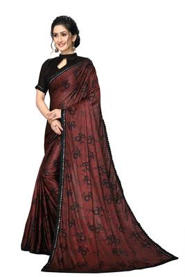 Maroon Plain Lycra Designer Saree With Blouse 3