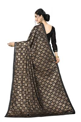 Black Plain Lycra Designer Saree With Blouse 2