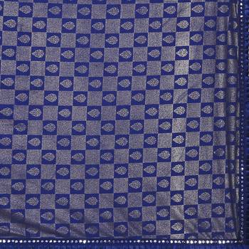 Blue Plain Lycra Designer Saree With Blouse 5