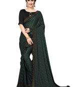 Green Plain Lycra Designer Saree With Blouse
