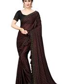 Maroon Plain Lycra Designer Saree With Blouse