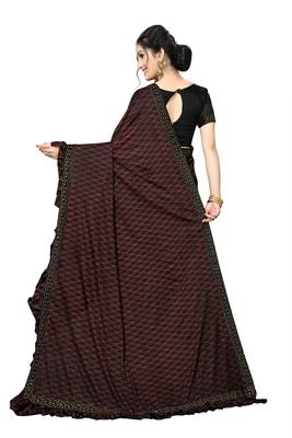 Maroon Plain Lycra Designer Saree With Blouse 2