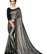 Green Plain Lycra Designer Saree With Blouse