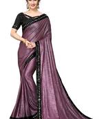 Purple Plain Lycra Designer Saree With Blouse