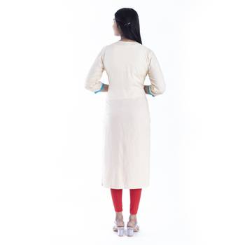Cream hand woven rayon kurtas-and-kurtis 3