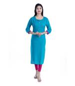 Blue hand woven rayon kurtas-and-kurtis