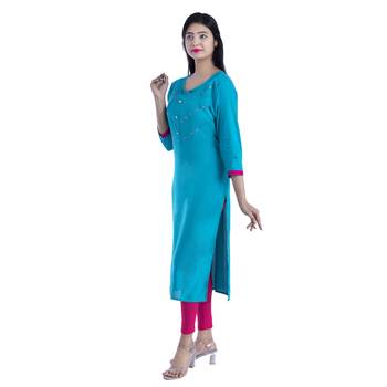Blue hand woven rayon kurtas-and-kurtis 2