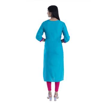 Blue hand woven rayon kurtas-and-kurtis 3