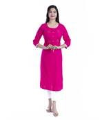 Rani-pink hand woven rayon kurtas-and-kurtis