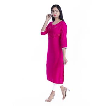 Rani-pink hand woven rayon kurtas-and-kurtis 2