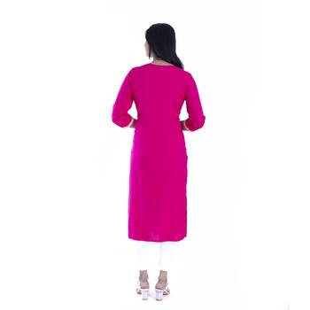 Rani-pink hand woven rayon kurtas-and-kurtis 3