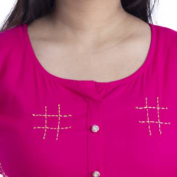 Rani-pink hand woven rayon kurtas-and-kurtis 4