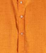 Orange plain linen men-kurtas