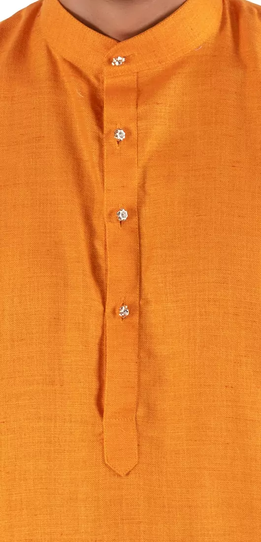 Orange plain linen men-kurtas