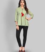 Green printed cotton tunics