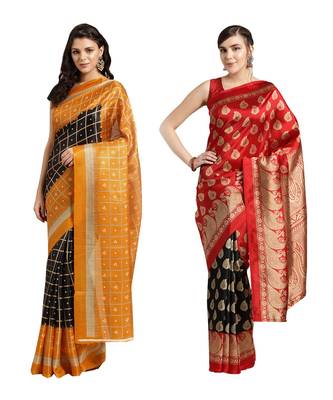 Combo Of 2 Poly Silk Multicolor Printed Women's Saree 1