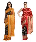 Combo Of 2 Poly Silk Multicolor Printed Women's Saree
