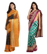 Combo Of 2 Poly Silk Multicolor Printed Women's Saree