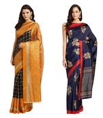 Combo Of 2 Poly Silk Multicolor Printed Women's Saree