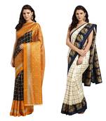 Combo Of 2 Poly Silk Multicolor Printed Women's Saree