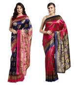 Combo Of 2 Poly Silk Multicolor Printed Women's Saree