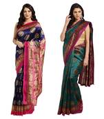Combo Of 2 Poly Silk Multicolor Printed Women's Saree