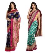 Combo Of 2 Poly Silk Multicolor Printed Women's Saree