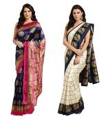 Combo Of 2 Poly Silk Multicolor Printed Women's Saree
