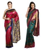 Combo Of 2 Poly Silk Multicolor Printed Women's Saree