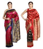 Combo Of 2 Poly Silk Multicolor Printed Women's Saree