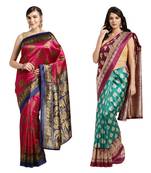 Combo Of 2 Poly Silk Multicolor Printed Women's Saree