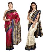 Combo Of 2 Poly Silk Multicolor Printed Women's Saree