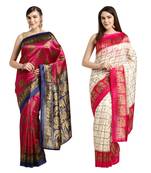 Combo Of 2 Poly Silk Multicolor Printed Women's Saree