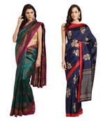 Combo Of 2 Poly Silk Multicolor Printed Women's Saree