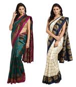 Combo Of 2 Poly Silk Multicolor Printed Women's Saree