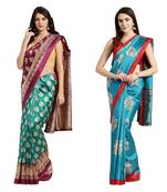 Combo Of 2 Poly Silk Multicolor Printed Women's Saree