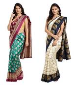 Combo Of 2 Poly Silk Multicolor Printed Women's Saree