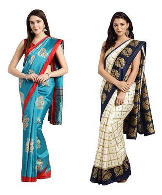 Combo Of 2 Poly Silk Multicolor Printed Women's Saree 1