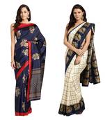Combo Of 2 Poly Silk Multicolor Printed Women's Saree