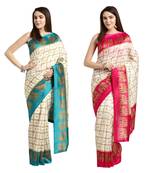 Combo Of 2 Poly Silk Multicolor Printed Women's Saree