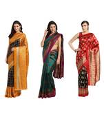 Combo Of 3 Poly Silk Multicolor Printed Women's Saree