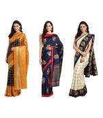 Combo Of 3 Poly Silk Multicolor Printed Women's Saree