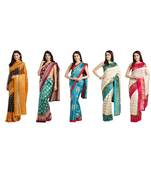 Combo Of 5 Poly Silk Multicolor Printed Women's Saree
